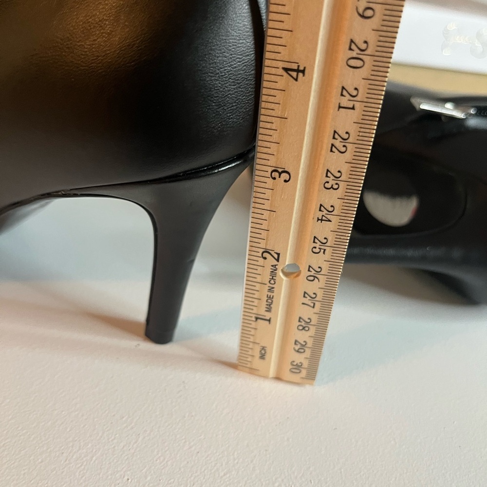 Calvin Klein Black Stiletto Heeled Boots with Luxurious Texture - Picture 6 of 6